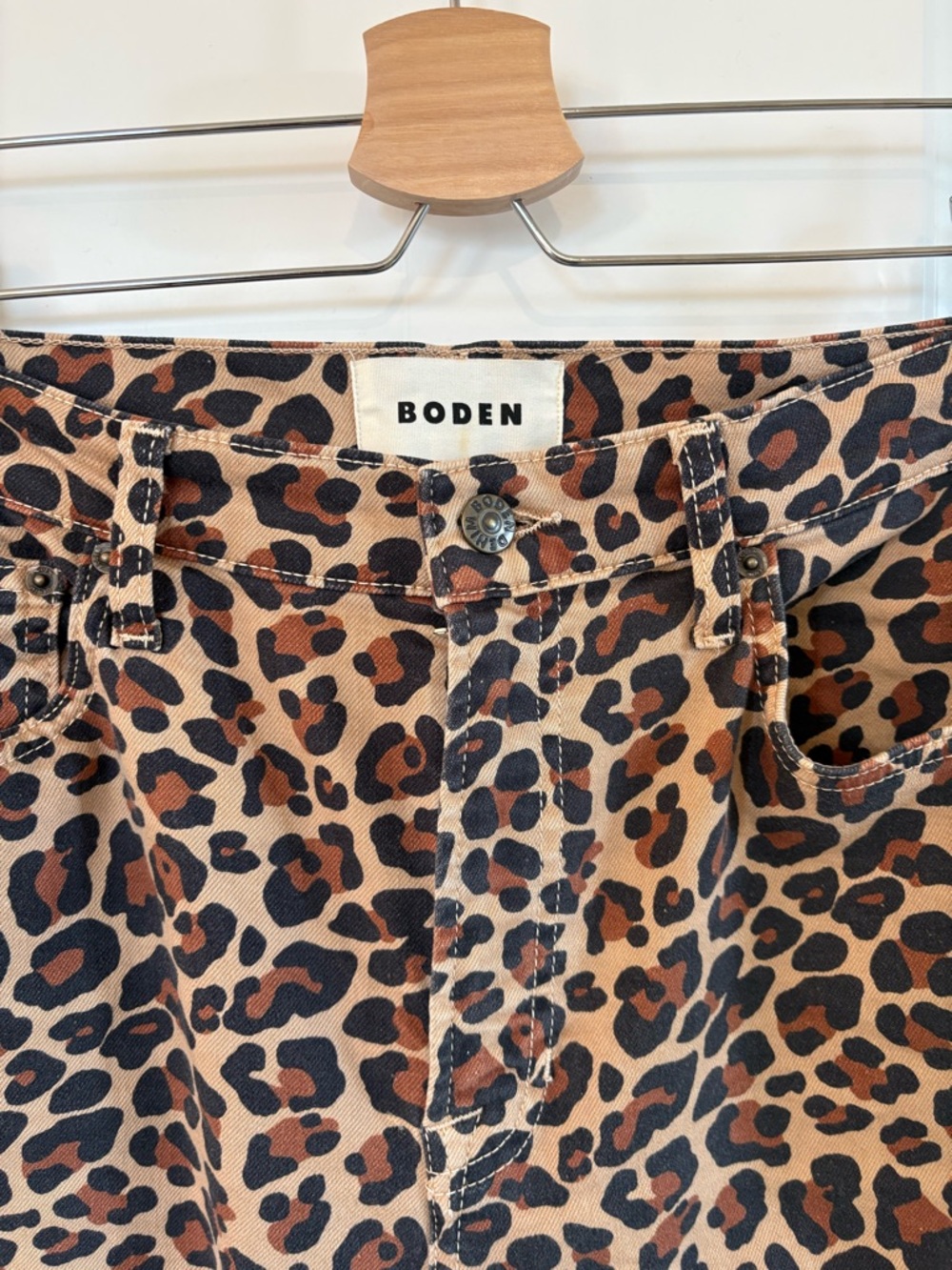 Boden Leopard-Print Jeans High Rise Wide Leg